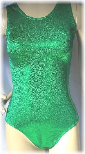 green liquid foil metallic tank leotard