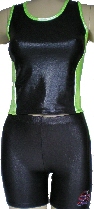 metallic sleeveless sports top with 7 inch metallic shorts